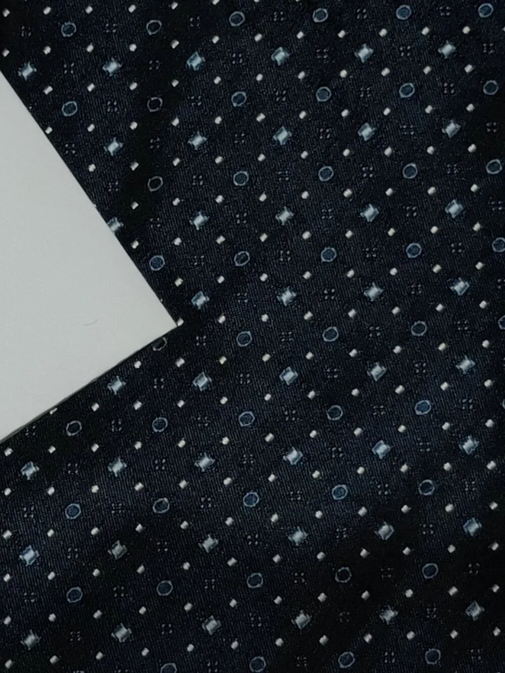 DKNY Necktie Vintage Black Blue White Geometric Pattern Made in USA 1990s Y2K